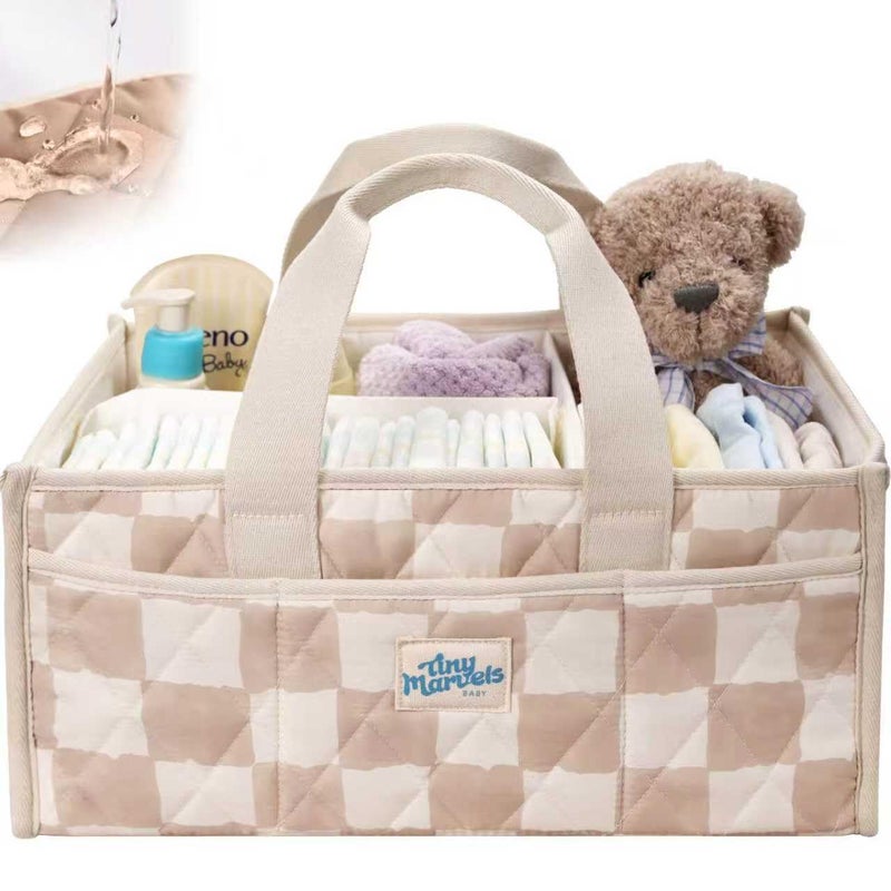 Tiny Marvels Baby Diaper Caddy Organizer, Water Repellency Baby Basket for Newborn Essentials and Diaper Station, Gift for Baby Shower and Registry Must-Have, Portable Storage for Travel - Image 1